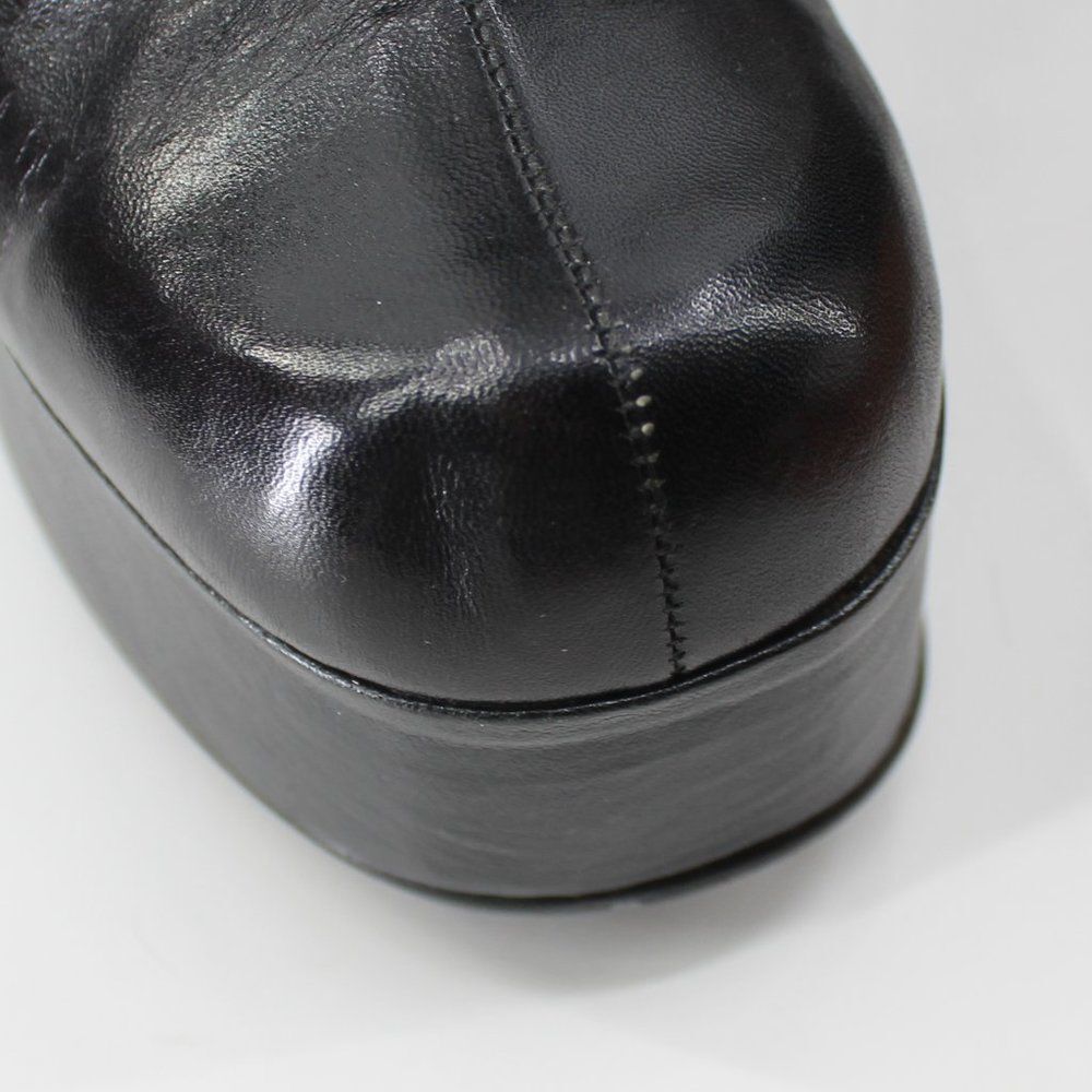 Luichiny Black Leather Platform Ankle Boots Round Toe Spool Heel Spain 37 - Picture 16 of 16